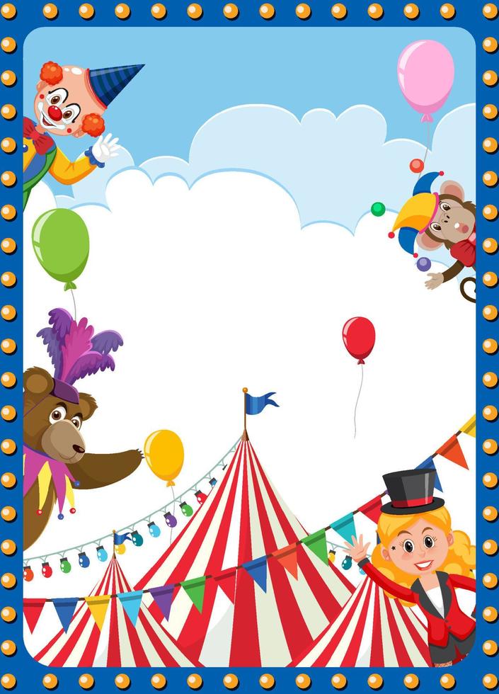 circus poster achtergrond met stripfiguur vector