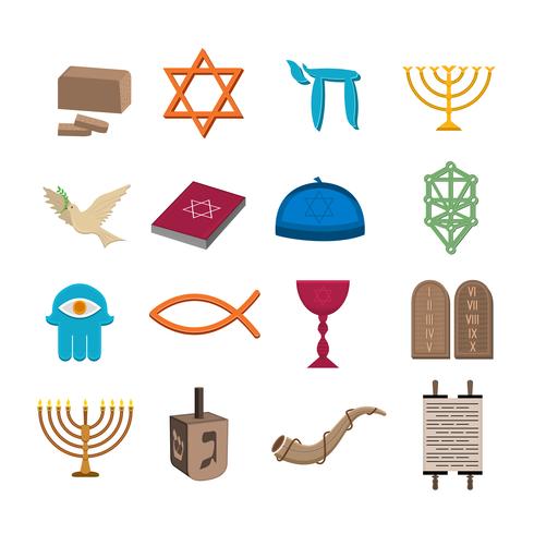 Judaïsme pictogrammen instellen vector