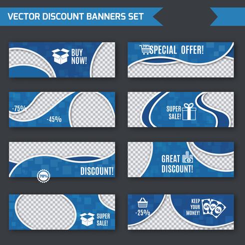 Goedkope banners blauwe set vector