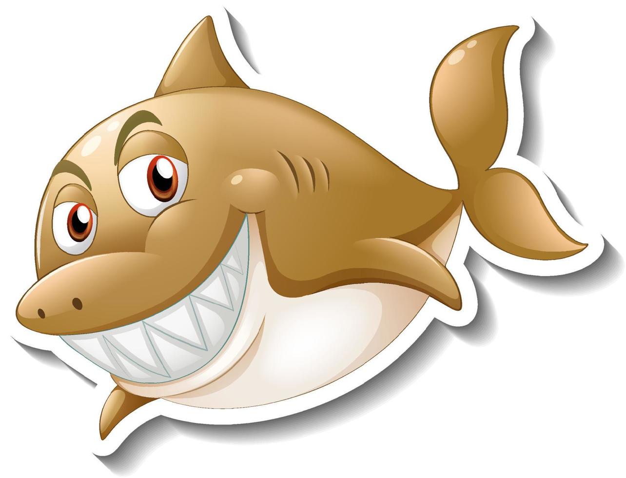 lachende haai cartoon sticker vector