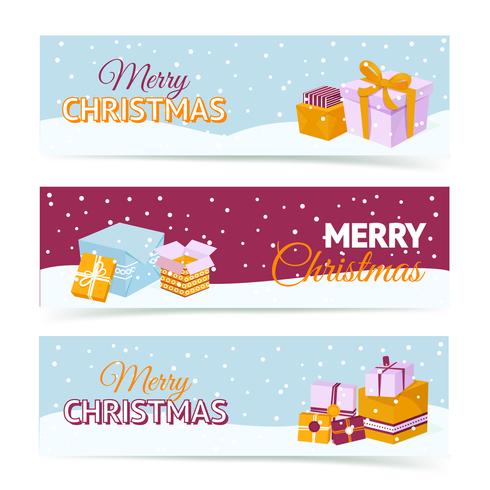 Kerst geschenk doos banners vector