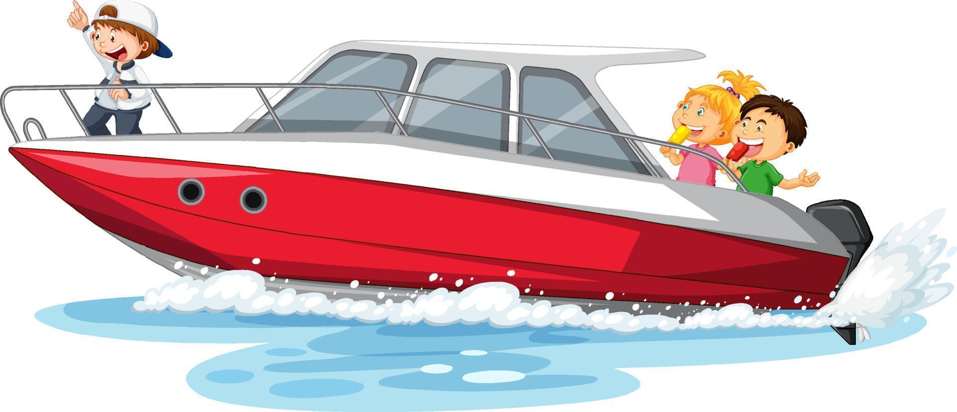 kinderen op een speedboot cartoon vector