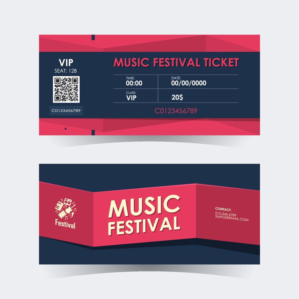 muziekfestival ticket kaart. element sjabloon voor ontwerp. vector illustratie