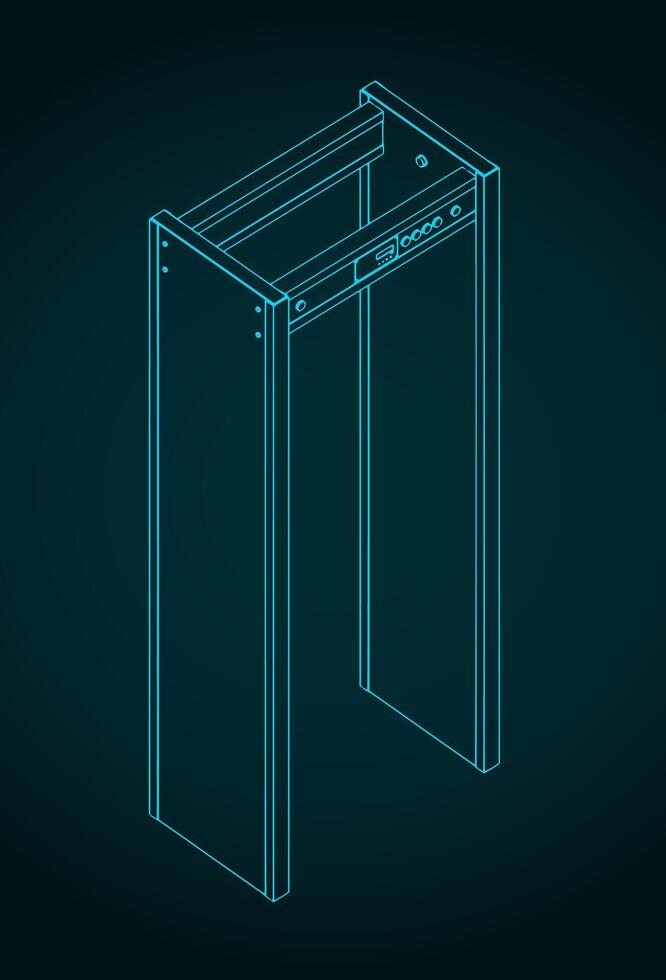 boog metaal detector blauwdruk vector