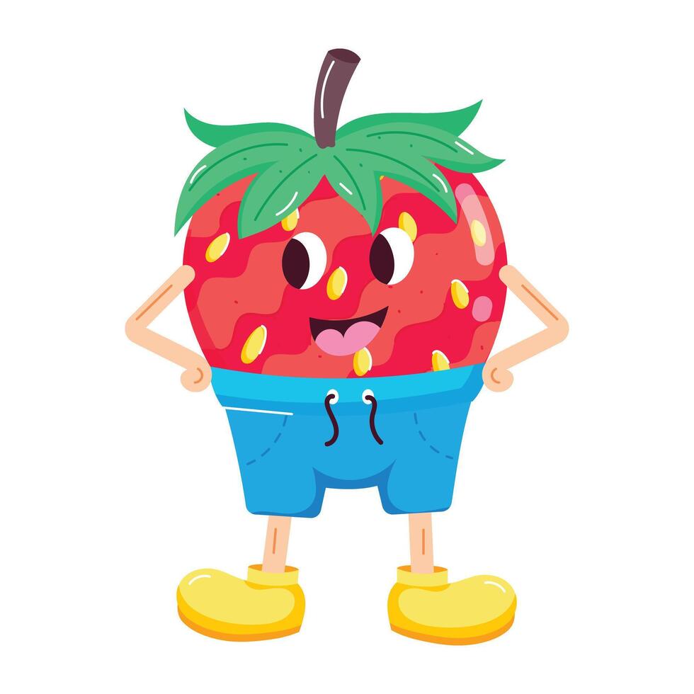 aardbei fruit vlak stickers vector