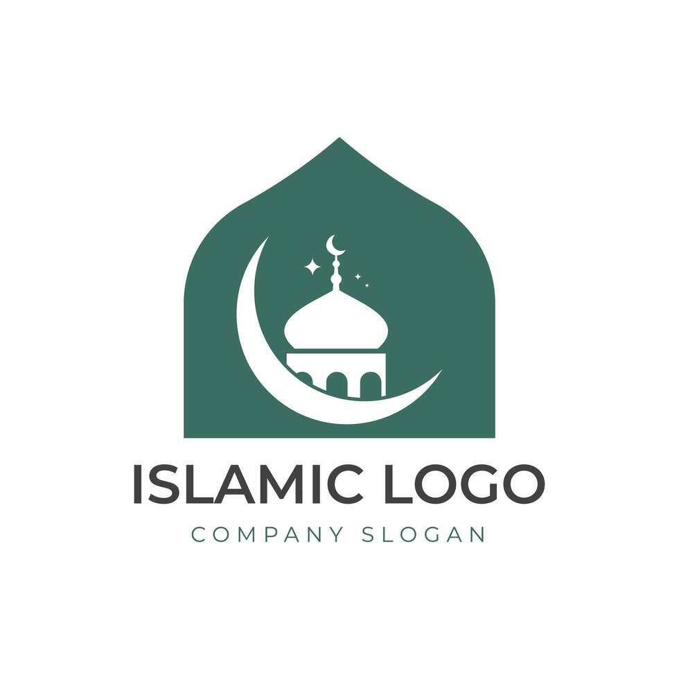 Islamitisch logo sjabloon, lint Islamitisch koepel paleis logo ontwerp sjabloon vector