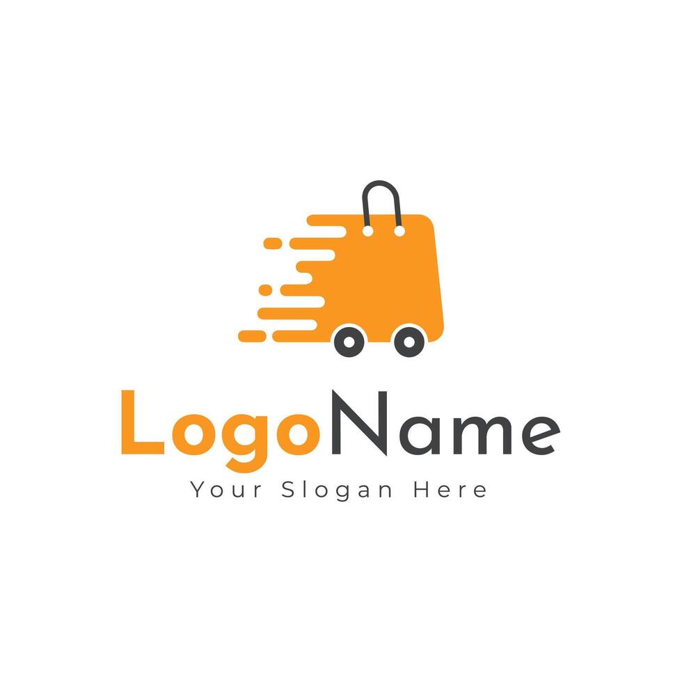 ecommerce logo, boodschappen doen kar logo en boodschappen doen Tassen logos vector