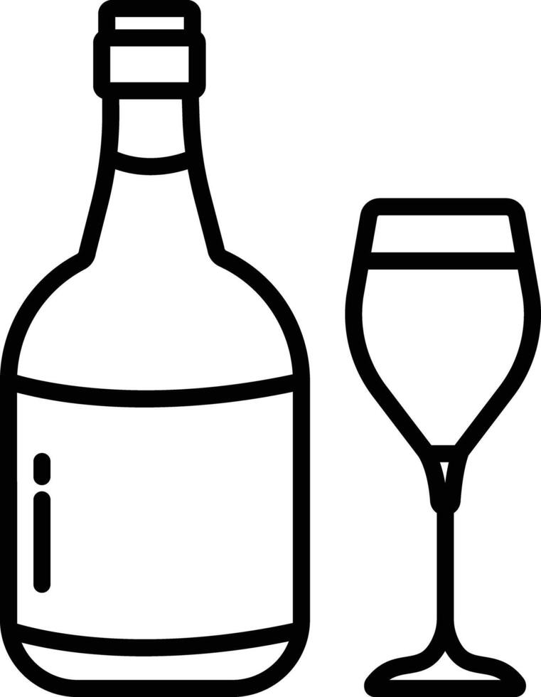 likeur glas en fles schets illustratie vector