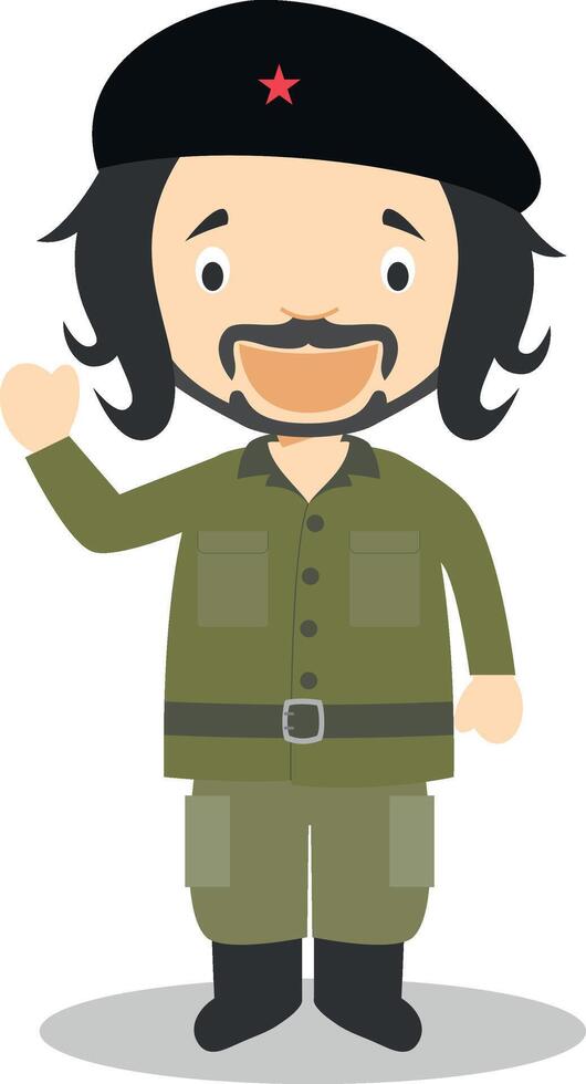 che guevara tekenfilm karakter. illustratie. kinderen geschiedenis verzameling. vector