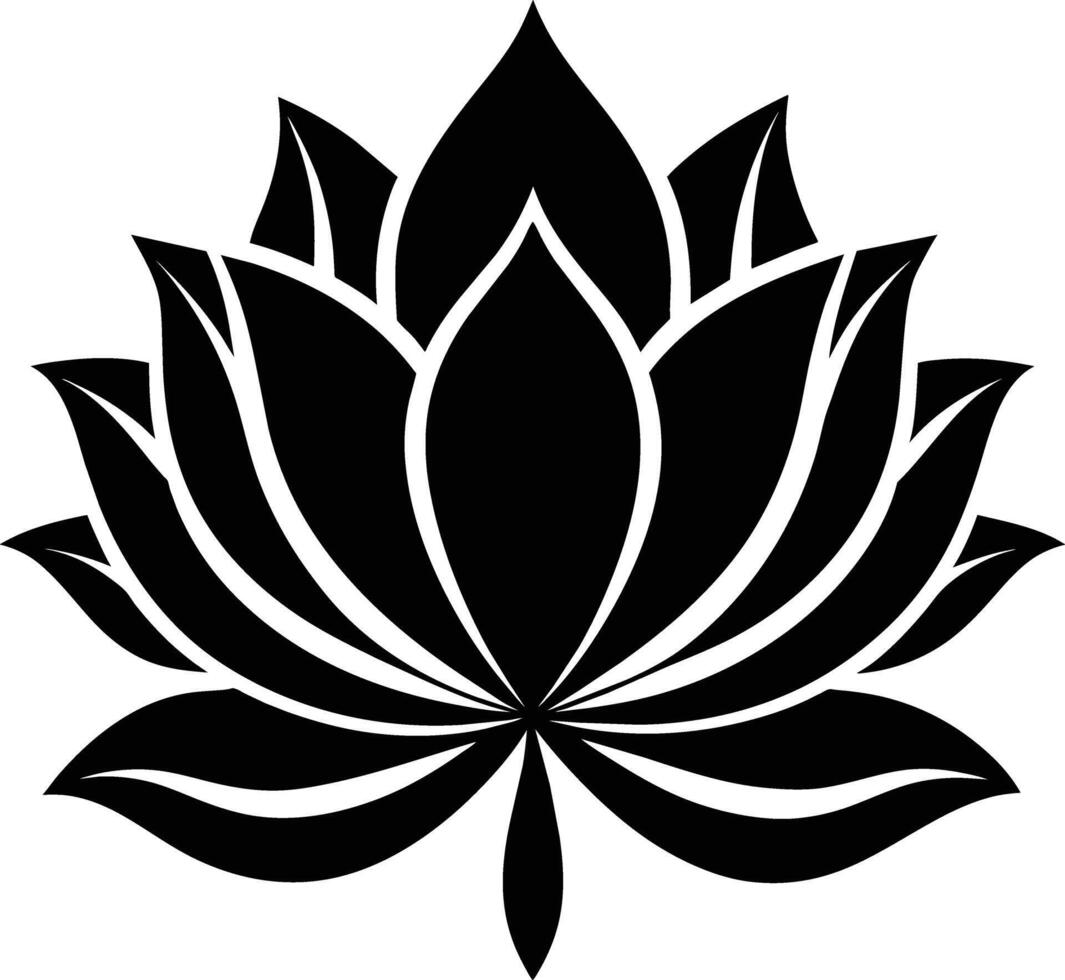 een zwart silhouet tekening van een lotus bloem vector