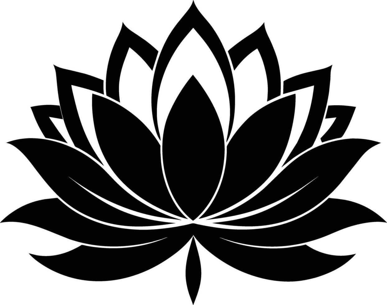 een zwart silhouet tekening van een lotus bloem vector