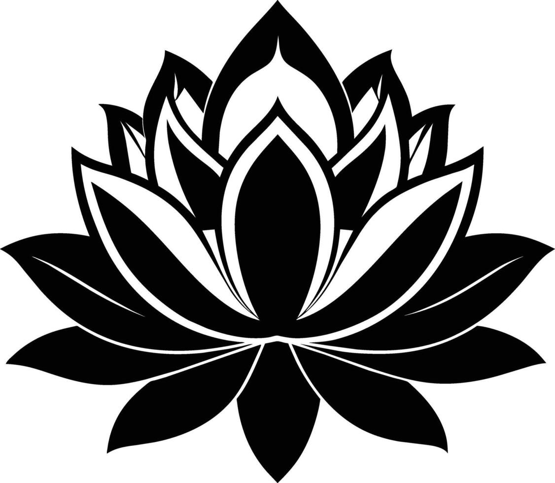 een zwart silhouet tekening van een lotus bloem vector