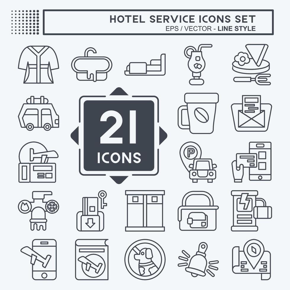 icoon reeks hotel onderhoud. verwant naar vakantie symbool. lijn stijl. gemakkelijk ontwerp illustratie vector