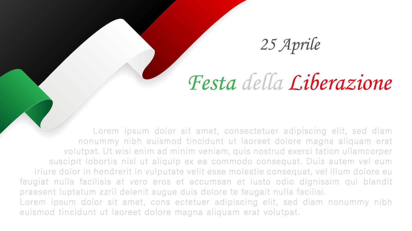 Italië bevrijding dag vieren Aan april 25, illustratie, opschrift in Italiaans vector