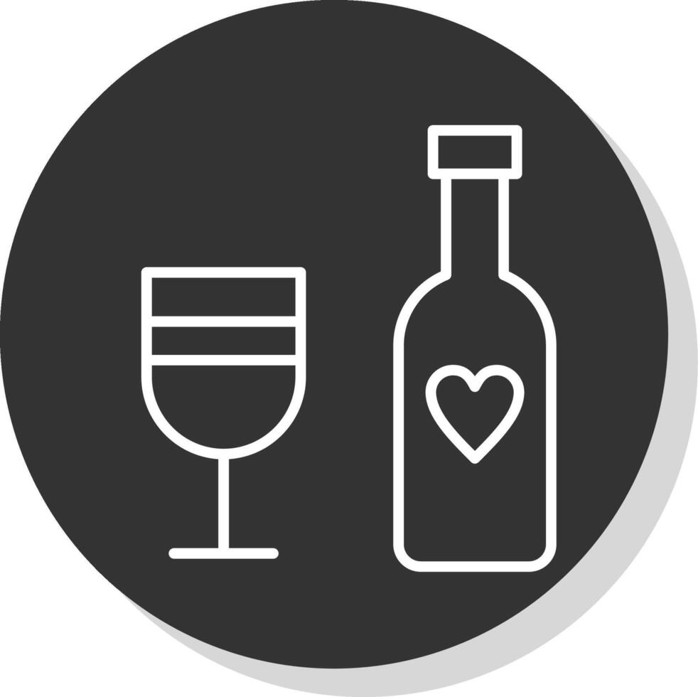 wijn fles lijn schaduw cirkel icoon ontwerp vector
