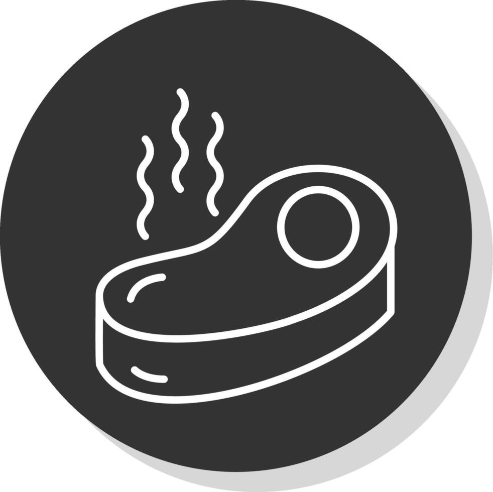 steak lijn schaduw cirkel icoon ontwerp vector