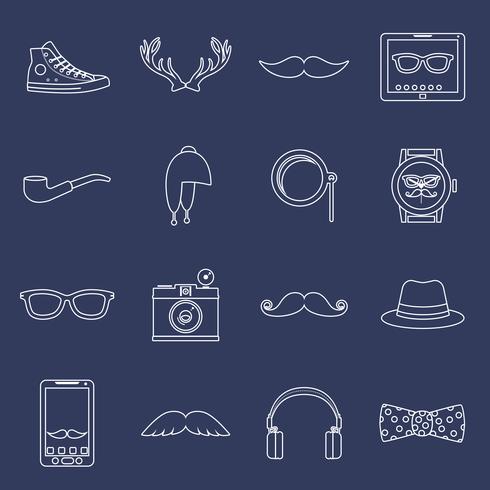 Hipster pictogrammen instellen omtrek vector