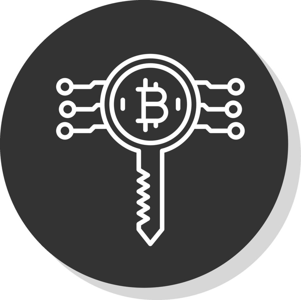 bitcoin sleutel lijn schaduw cirkel icoon ontwerp vector