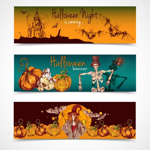 Halloween gekleurde horizontale banners vector