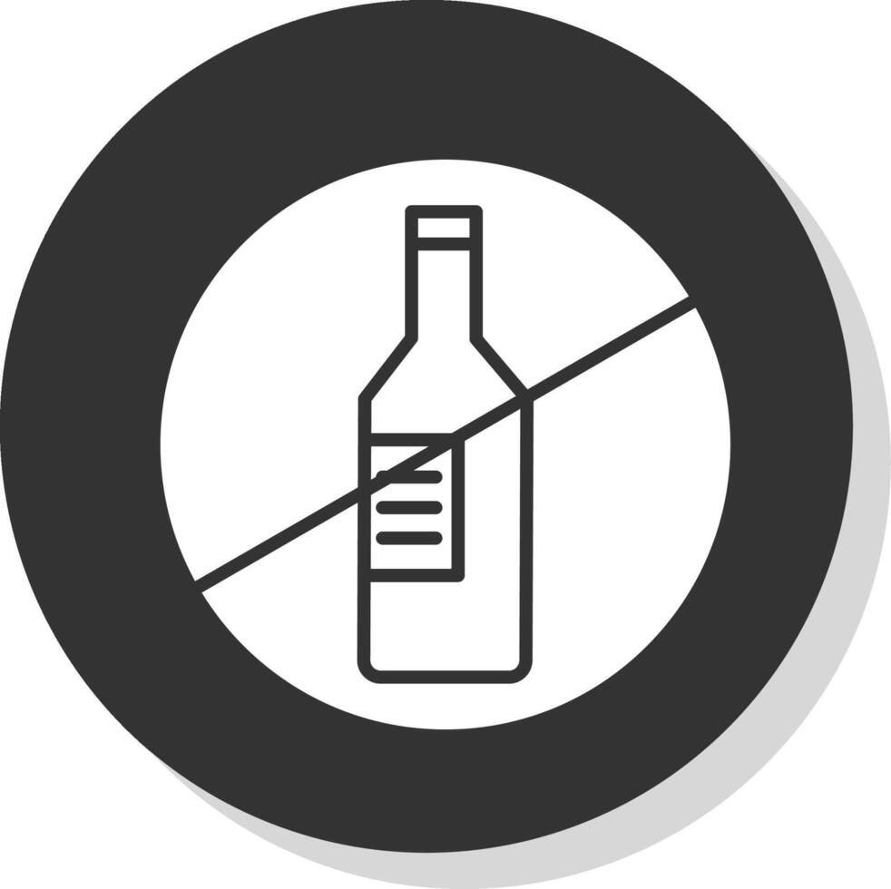 Nee alcohol glyph schaduw cirkel icoon ontwerp vector