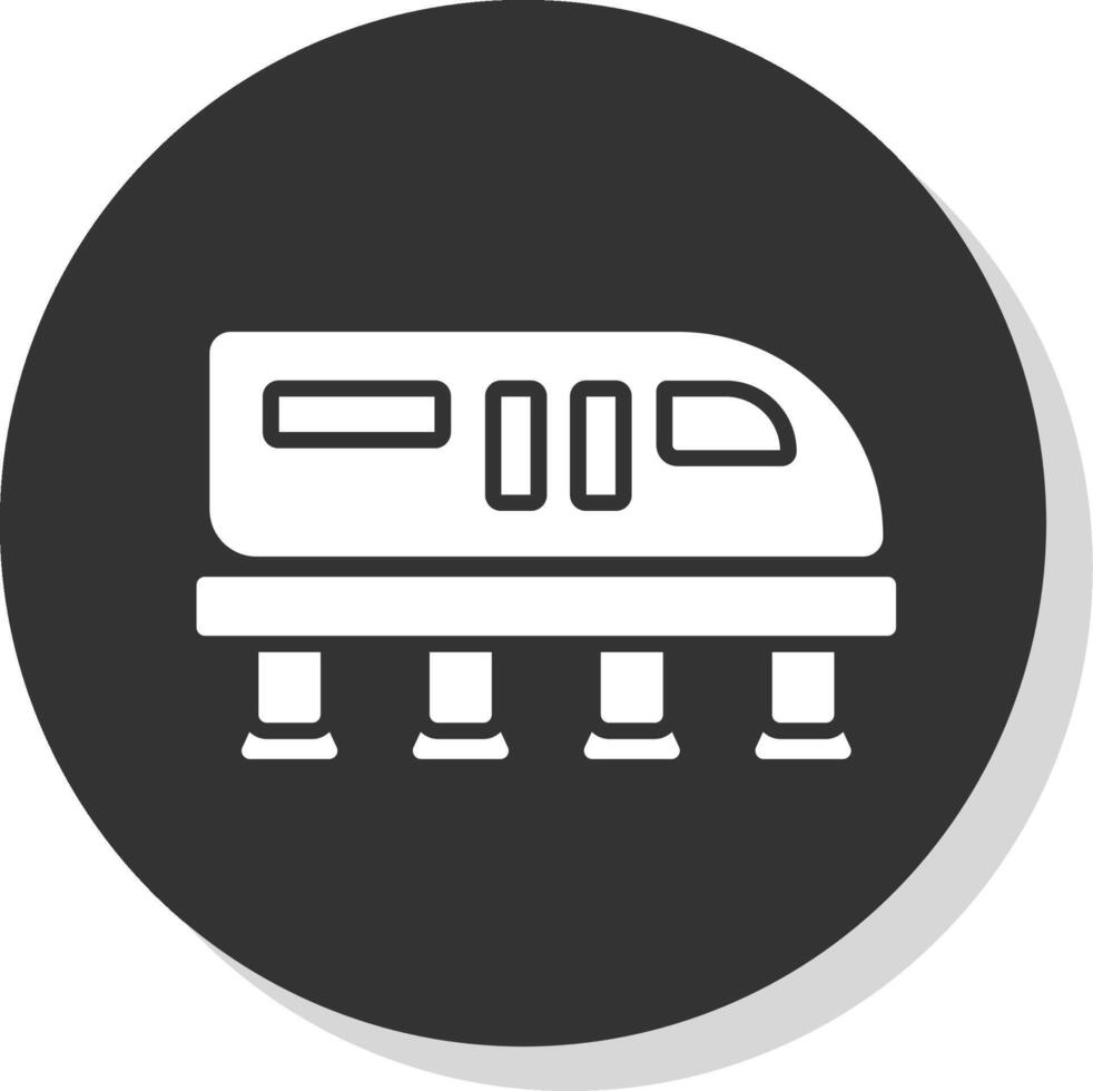 monorail glyph schaduw cirkel icoon ontwerp vector