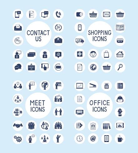 Internet Business Office en winkelen Icons Set vector