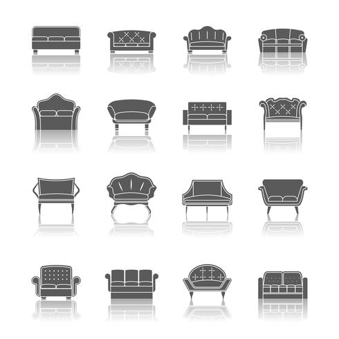 Sofa pictogram zwart vector