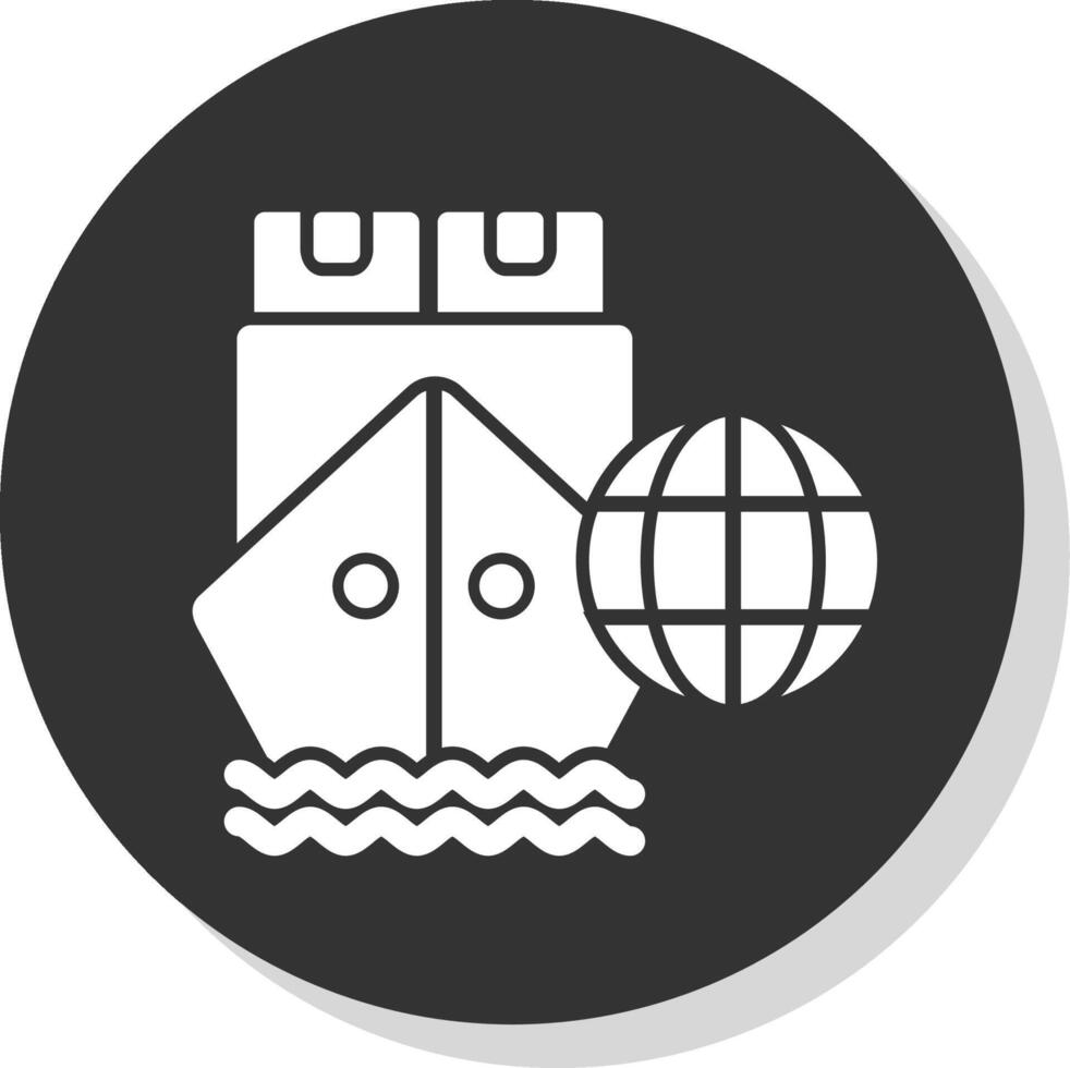 Internationale levering glyph schaduw cirkel icoon ontwerp vector