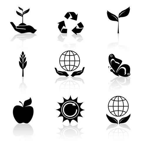 Ecologie Icons Set Black vector