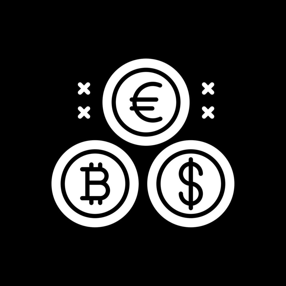 cryptogeld munten glyph omgekeerd icoon ontwerp vector