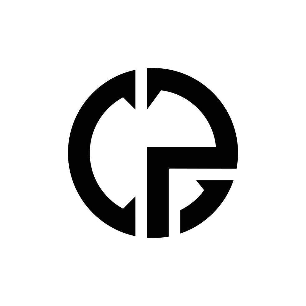 brief cp afgeronde vorm creatief elegant monogram logo vector