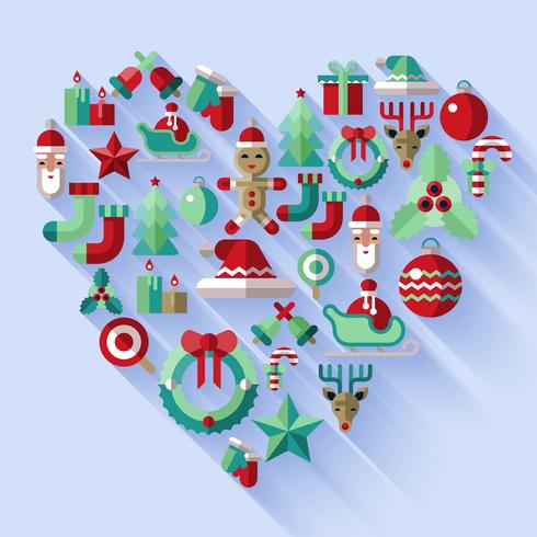 Kerst iconen hart vector