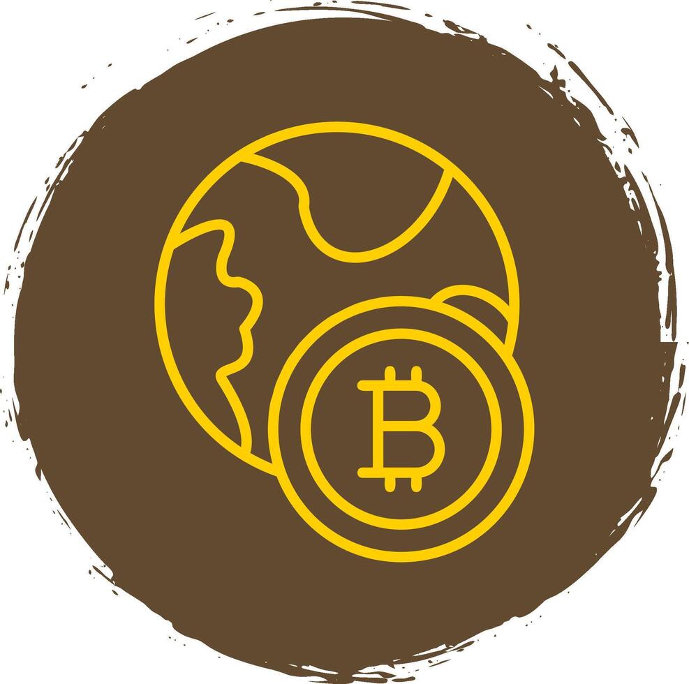 bitcoin wereld lijn helling icoon ontwerp vector