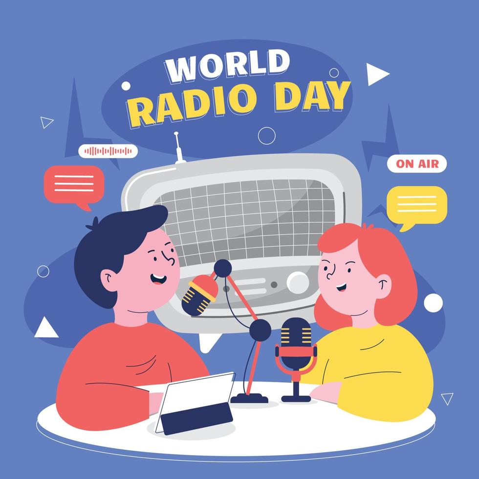 wereld radio dag concept vector