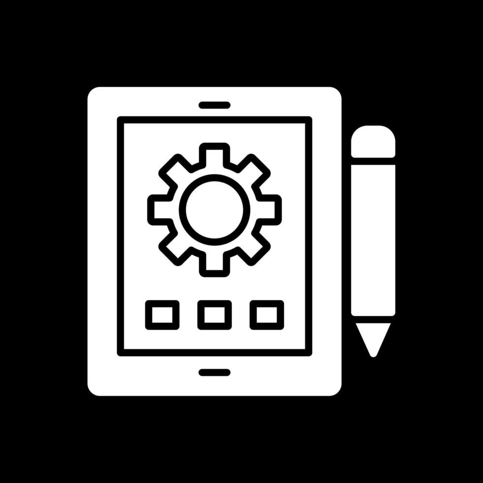 tablet glyph omgekeerd icoon ontwerp vector