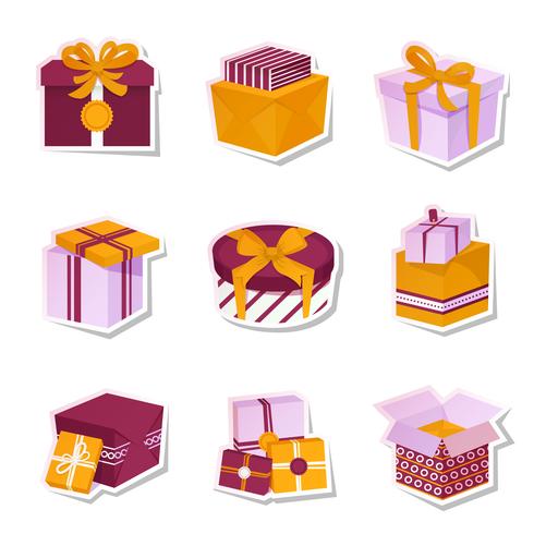 Geschenk box stickers instellen vector