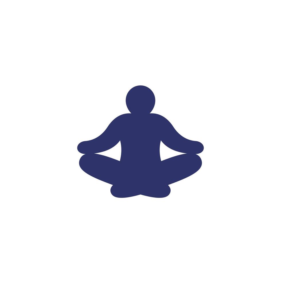 meditatie, mediteren man pictogram op wit vector