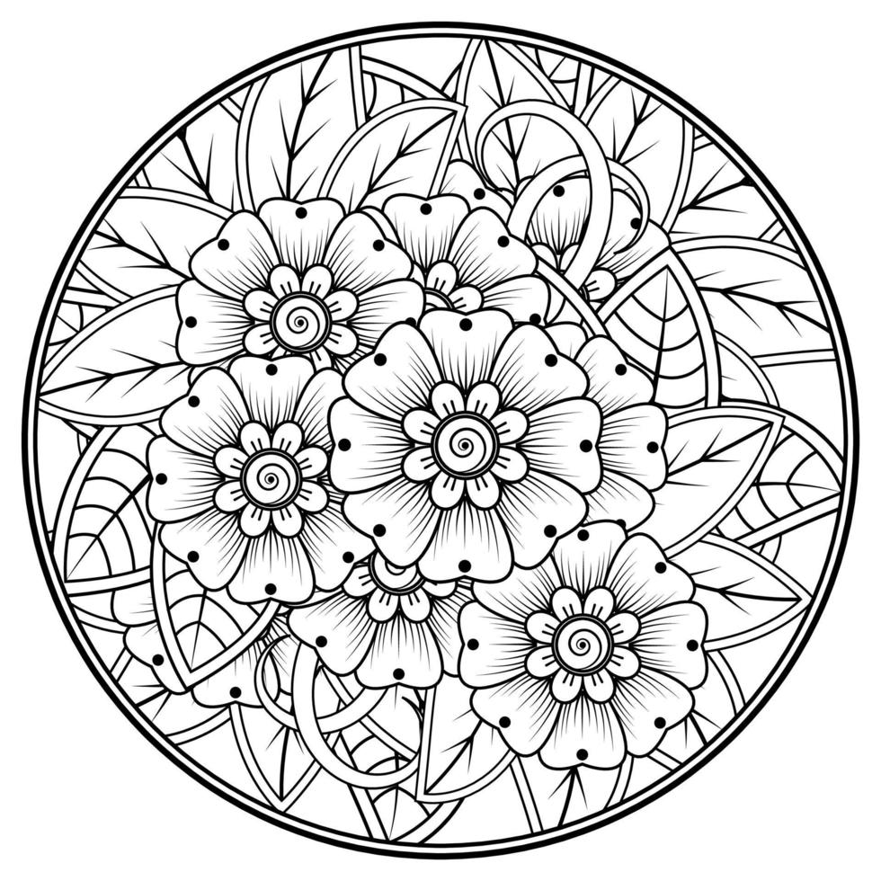 cirkelvormig patroon in de vorm van mandala met bloem voor henna, mehndi, tatoeage, decoratie. vector