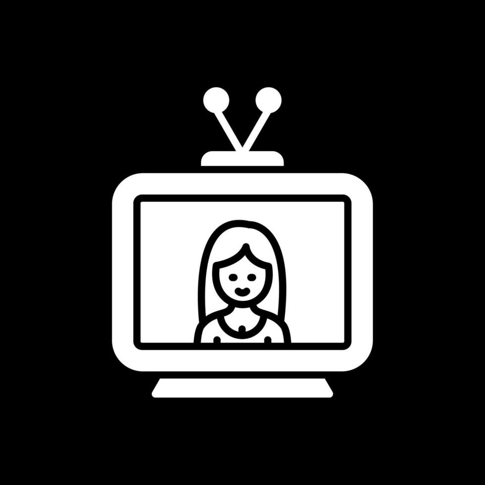 televisie glyph omgekeerd icoon ontwerp vector