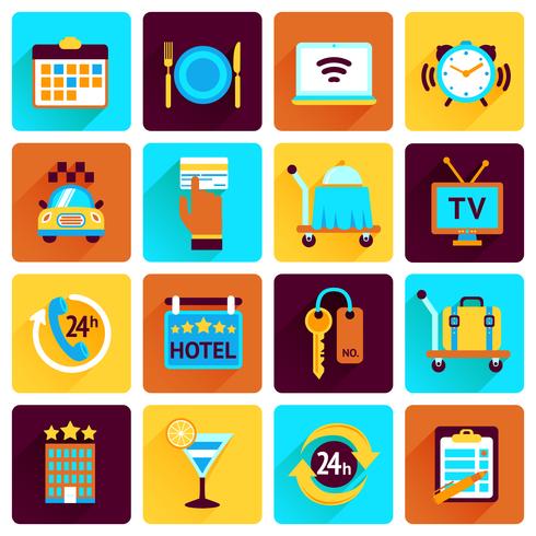 Hotel pictogrammen platte set vector