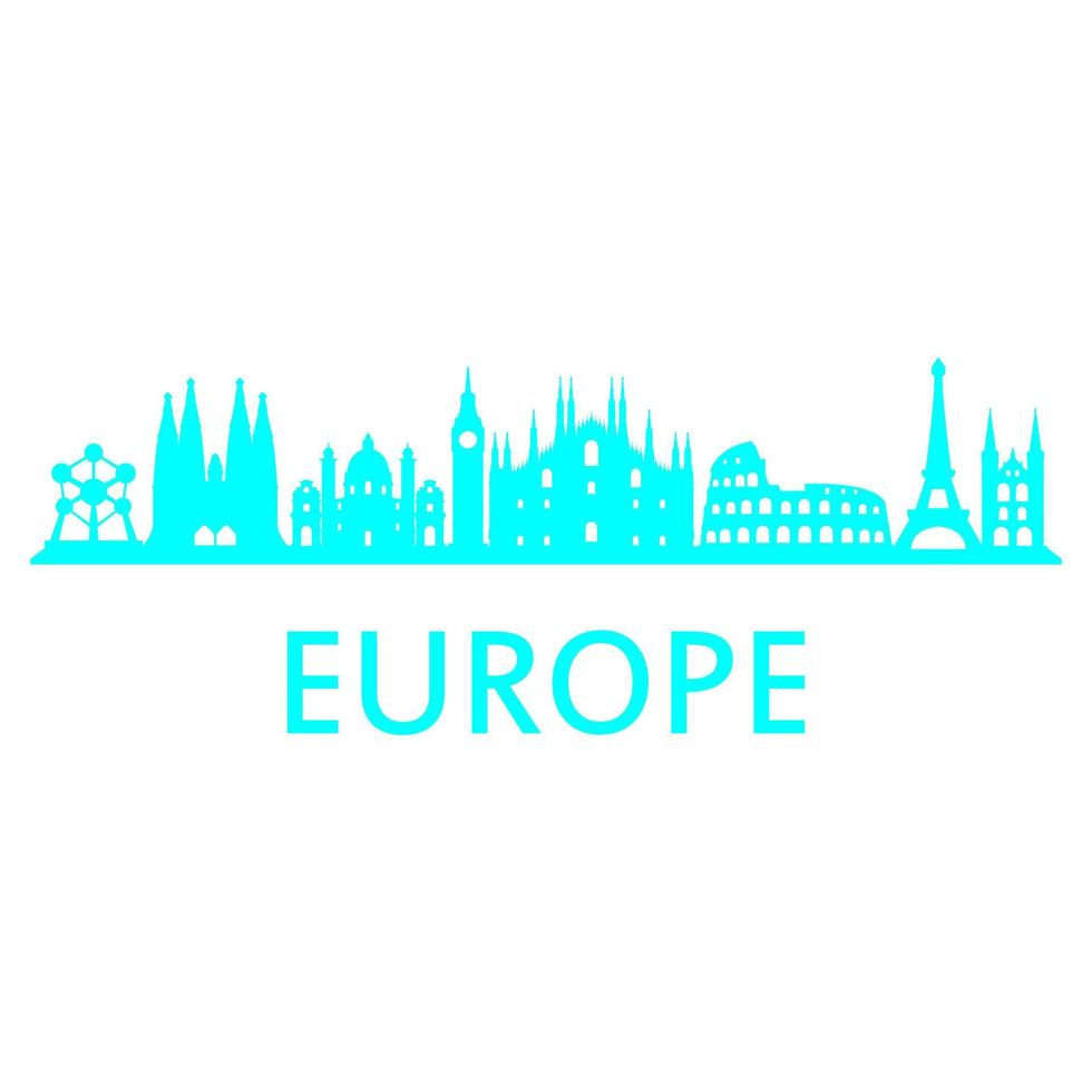 europa skyline op witte achtergrond vector