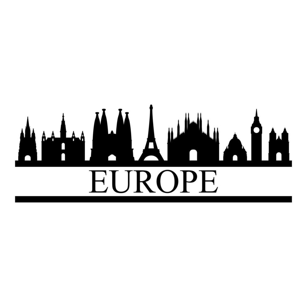 europa skyline op witte achtergrond vector