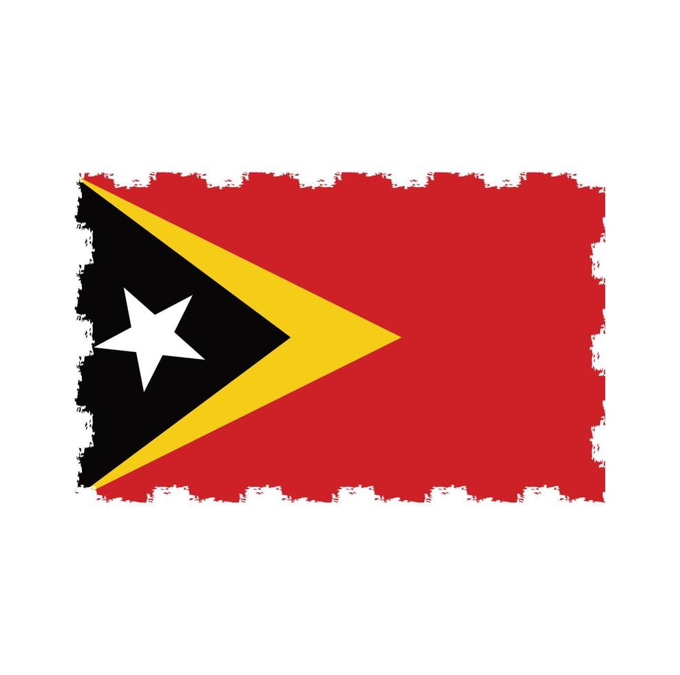 vlag van timor leste met waterverf geschilderd penseel vector