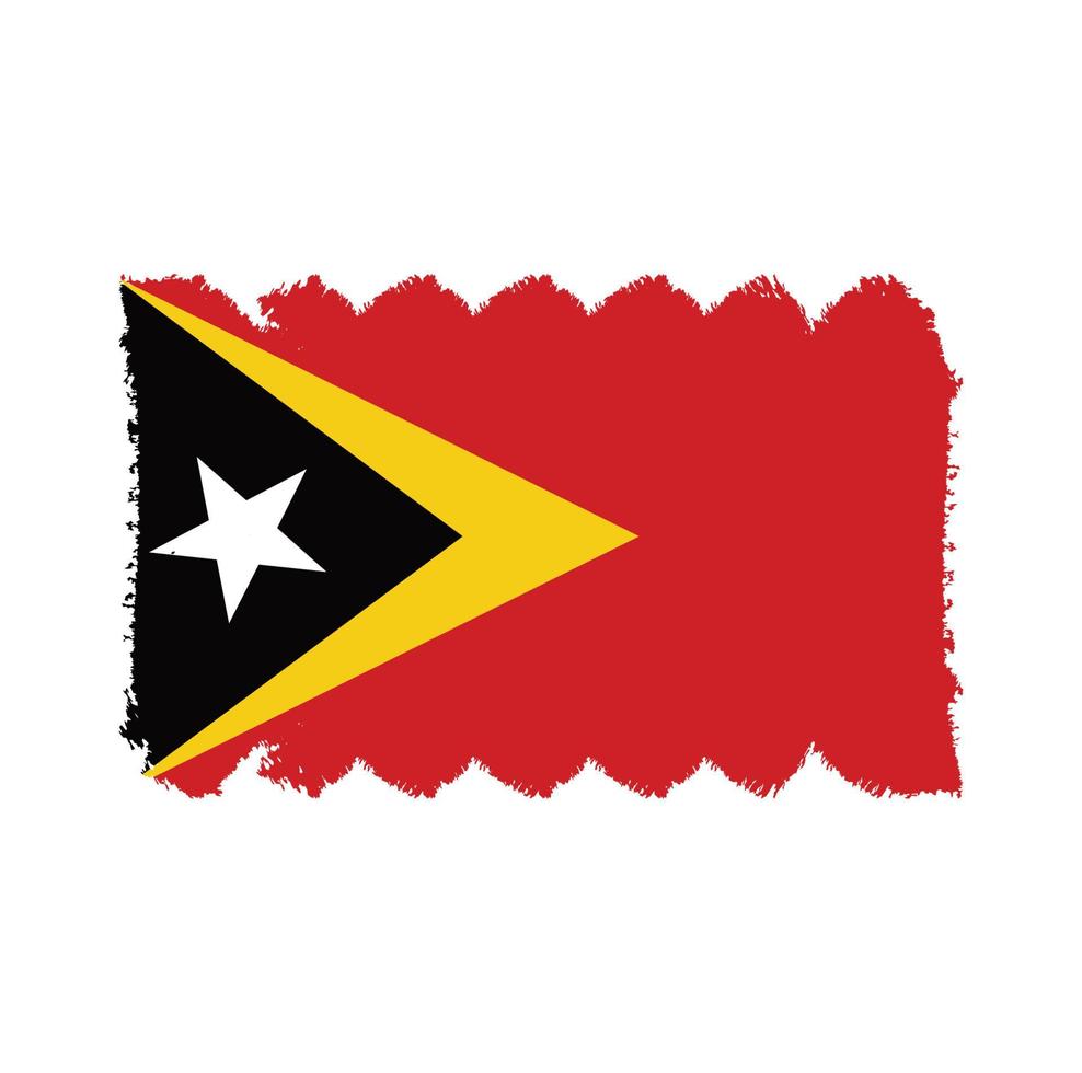 vlag van timor leste met waterverf geschilderd penseel vector