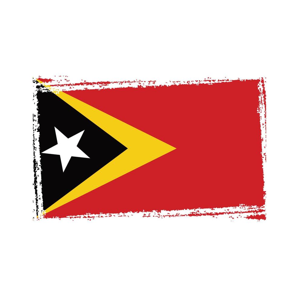 vlag van timor leste met waterverf geschilderd penseel vector