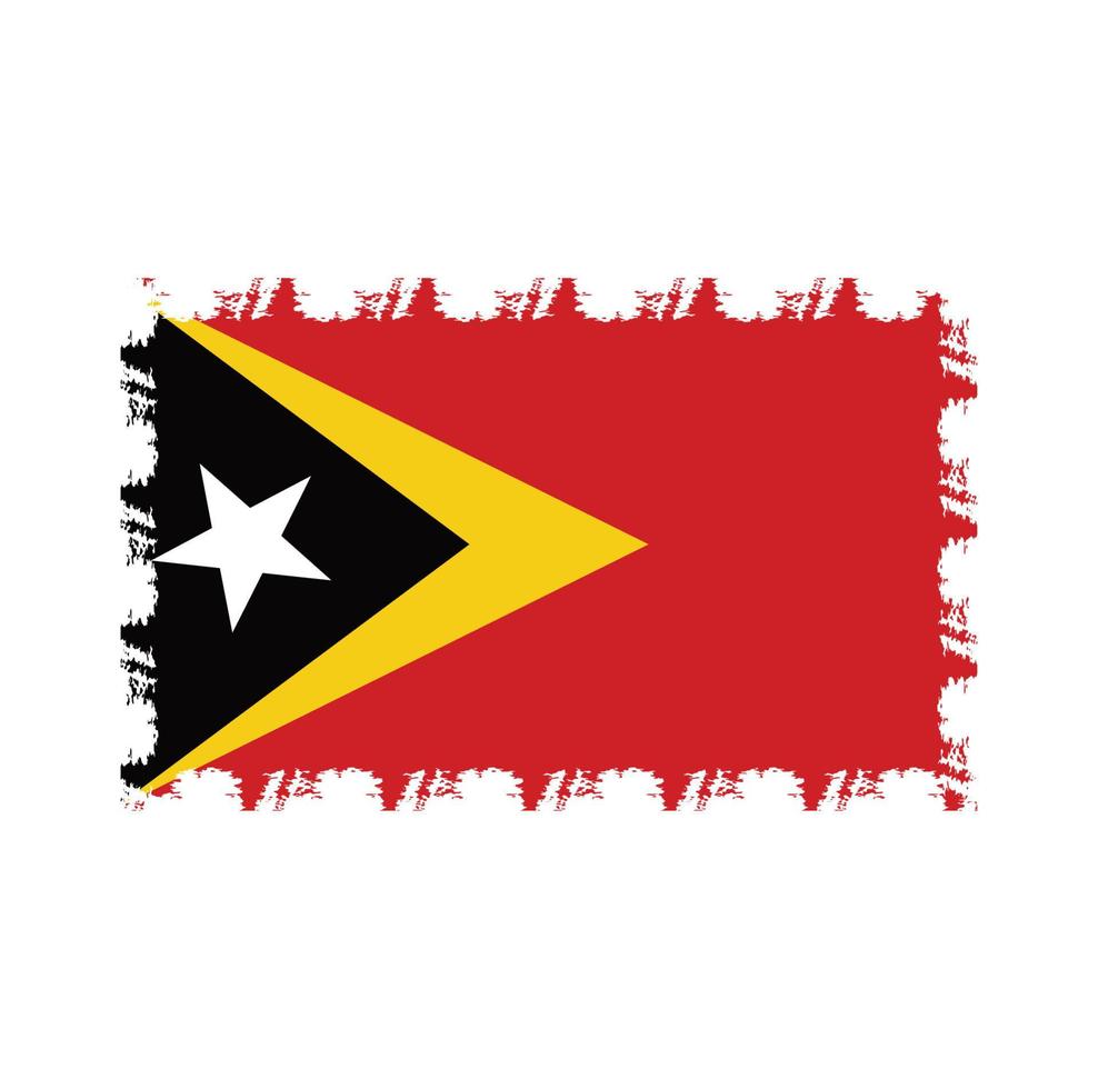 vlag van timor leste met waterverf geschilderd penseel vector