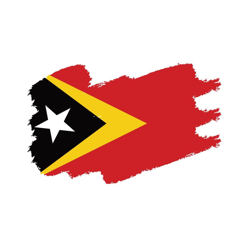 vlag van timor leste met waterverf geschilderd penseel vector