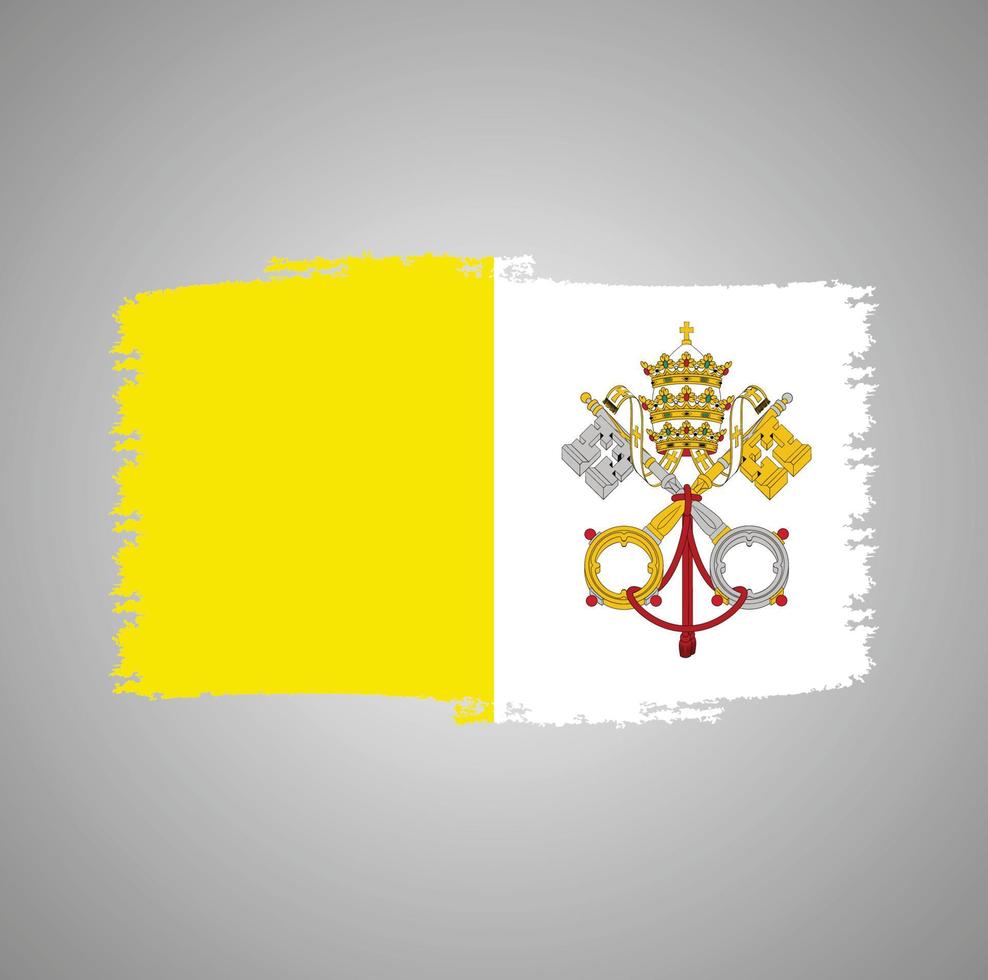 vaticaan vlag met aquarel geschilderd penseel vector