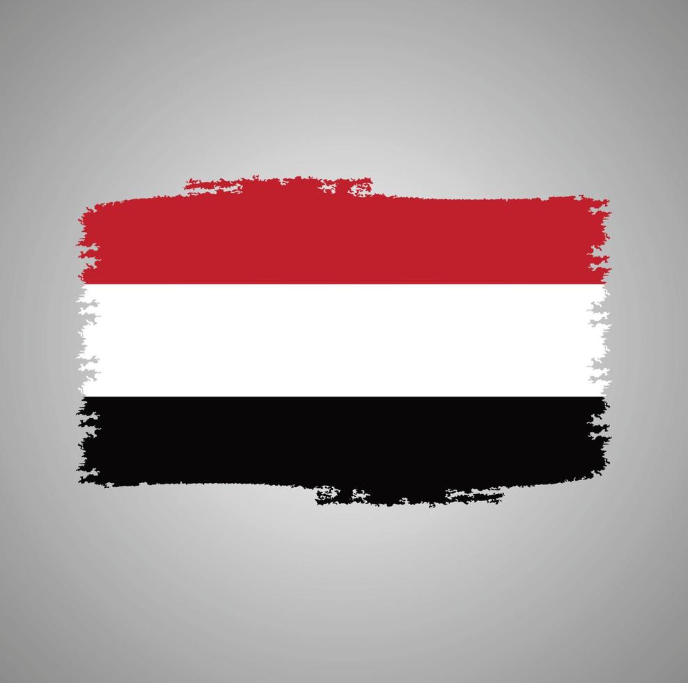 Jemen vlag met aquarel geschilderd penseel vector