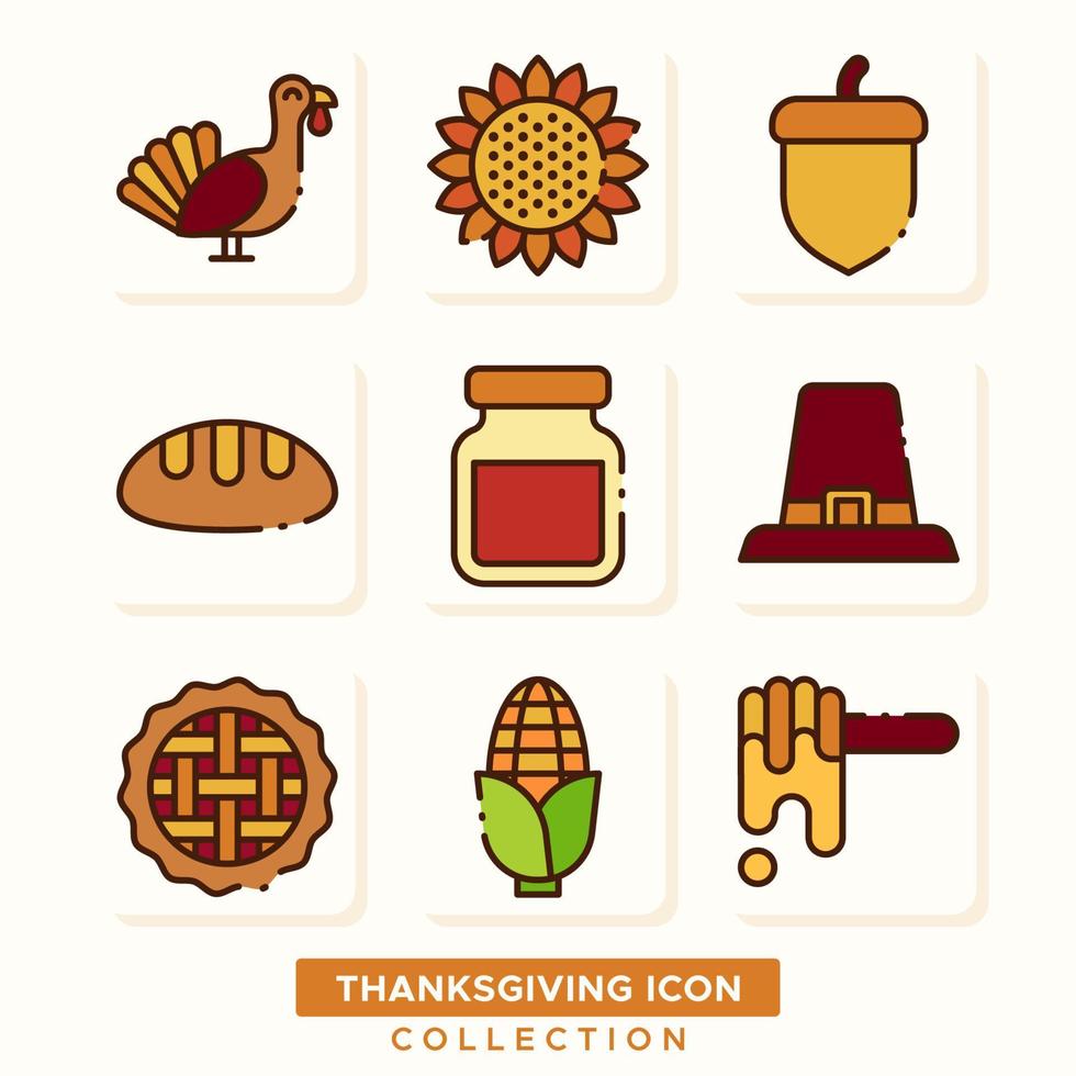 Thanksgiving icoon collectie vector